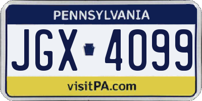 PA license plate JGX4099