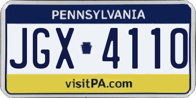 PA license plate JGX4110