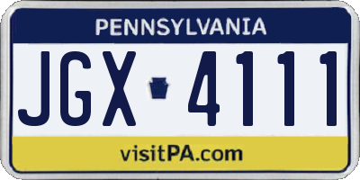 PA license plate JGX4111