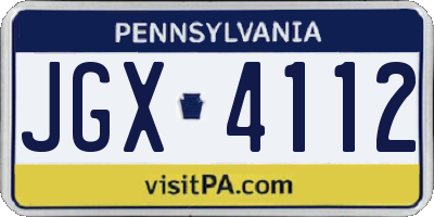 PA license plate JGX4112