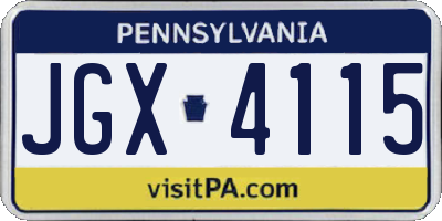 PA license plate JGX4115