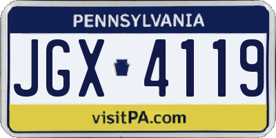 PA license plate JGX4119