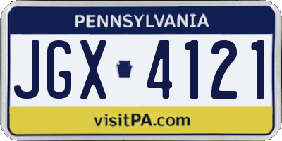 PA license plate JGX4121