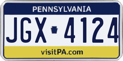 PA license plate JGX4124