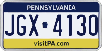 PA license plate JGX4130