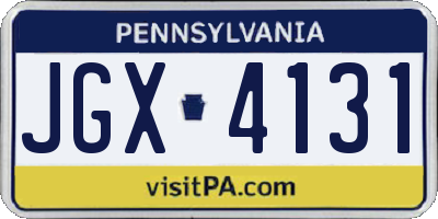 PA license plate JGX4131