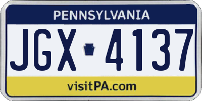 PA license plate JGX4137