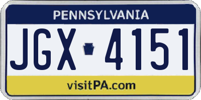 PA license plate JGX4151