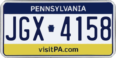 PA license plate JGX4158