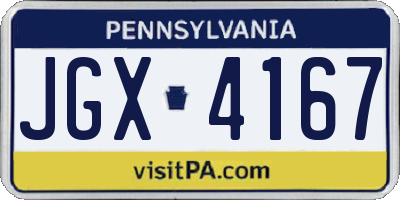 PA license plate JGX4167