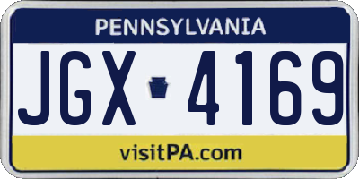 PA license plate JGX4169