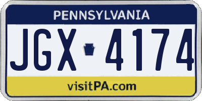 PA license plate JGX4174