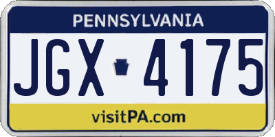 PA license plate JGX4175