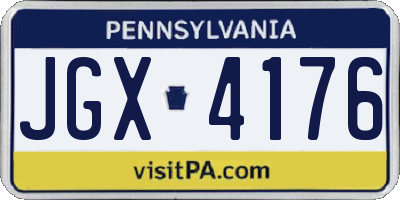 PA license plate JGX4176