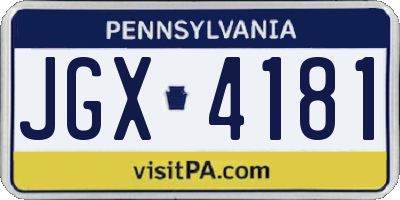 PA license plate JGX4181