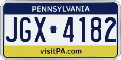 PA license plate JGX4182