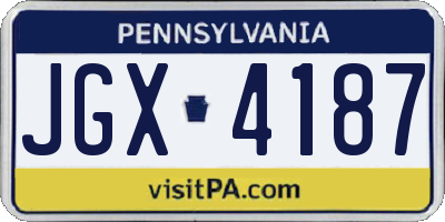 PA license plate JGX4187