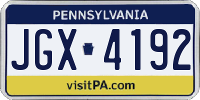 PA license plate JGX4192