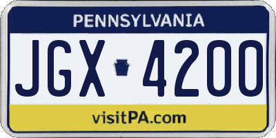 PA license plate JGX4200