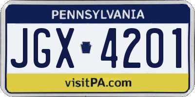 PA license plate JGX4201