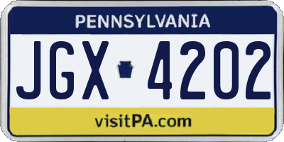 PA license plate JGX4202