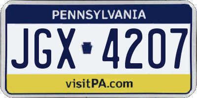 PA license plate JGX4207