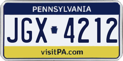 PA license plate JGX4212