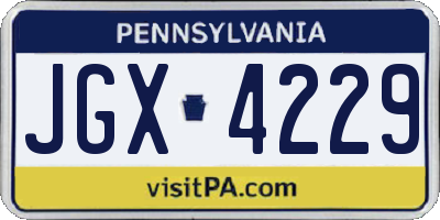 PA license plate JGX4229