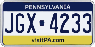 PA license plate JGX4233