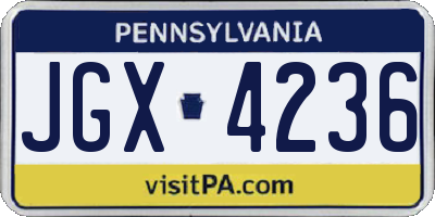PA license plate JGX4236