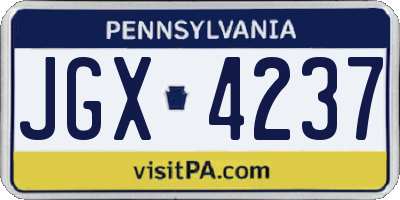 PA license plate JGX4237