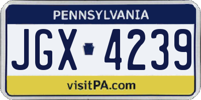 PA license plate JGX4239