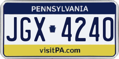 PA license plate JGX4240