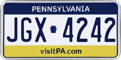 PA license plate JGX4242
