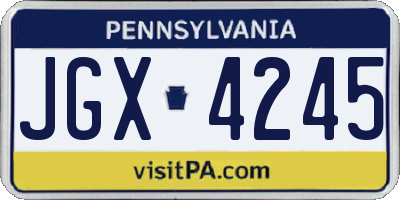 PA license plate JGX4245
