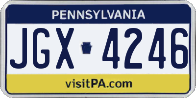 PA license plate JGX4246