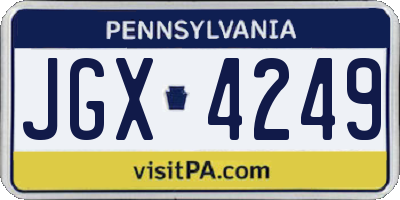PA license plate JGX4249