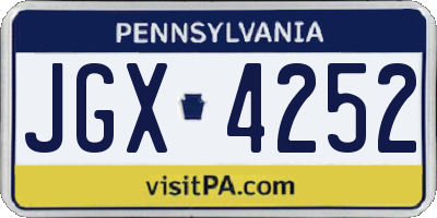 PA license plate JGX4252