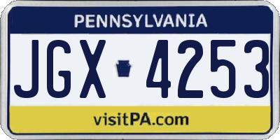 PA license plate JGX4253