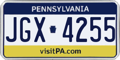 PA license plate JGX4255