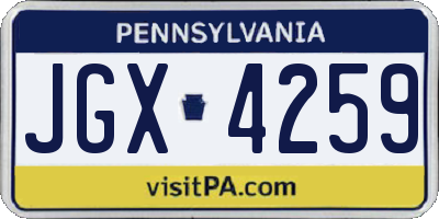 PA license plate JGX4259