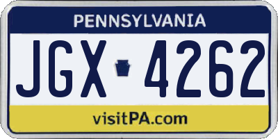 PA license plate JGX4262