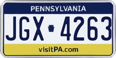 PA license plate JGX4263
