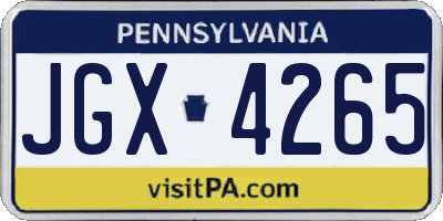 PA license plate JGX4265