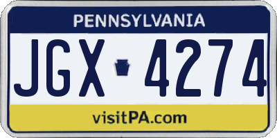 PA license plate JGX4274