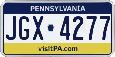 PA license plate JGX4277