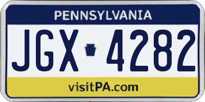 PA license plate JGX4282