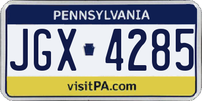PA license plate JGX4285