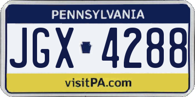 PA license plate JGX4288