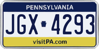 PA license plate JGX4293